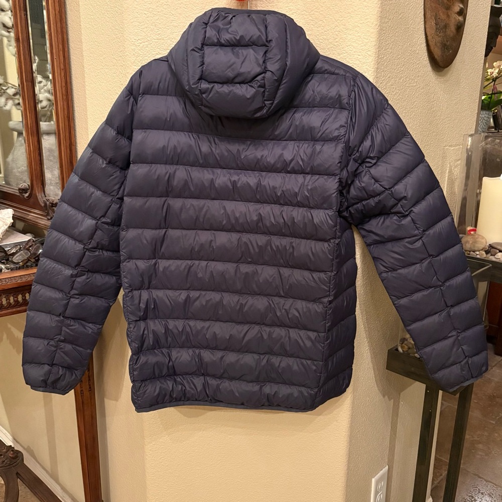 Eddie Bauer Navy Orange CirrusLite Down Puffer Hooded Zip Jacket Size Medium - Picture 4 of 10